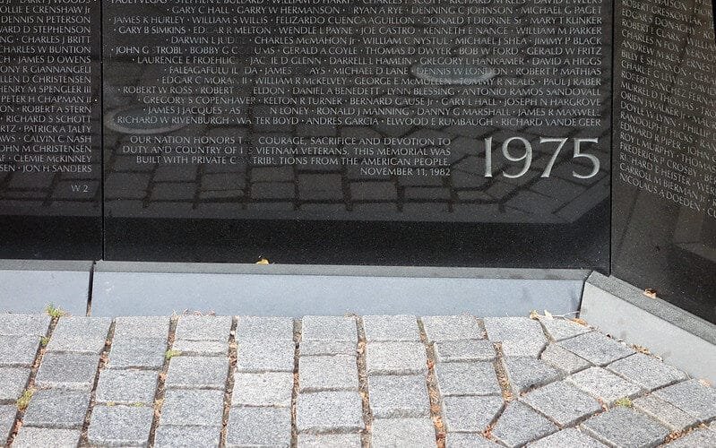 Vietnam war memorial in Washington DC,
